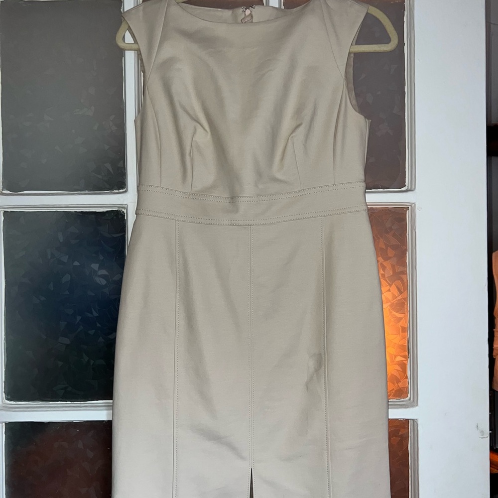 Ann Taylor Petite 4 Beige Sheath Dress Sleeveless Work Career NWT